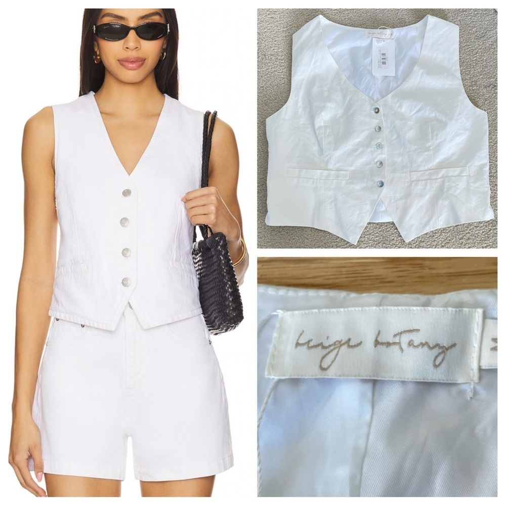New! Beige Botany Vest Top white linen cotton blend 54159